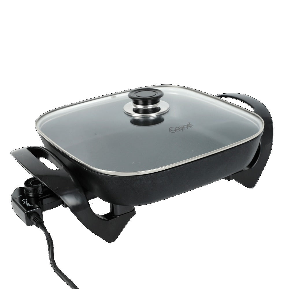 Electric Skillet 12x12 Inch Nonstick Ceramic with Glass Lid 1400W Adjustable Temperature up to 420°F