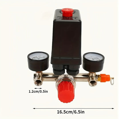 Air Compressor Pressure Switch Manifold Kit with Regulator Gauge Valve Bracket Assembly, Complete Control System for Air Pump