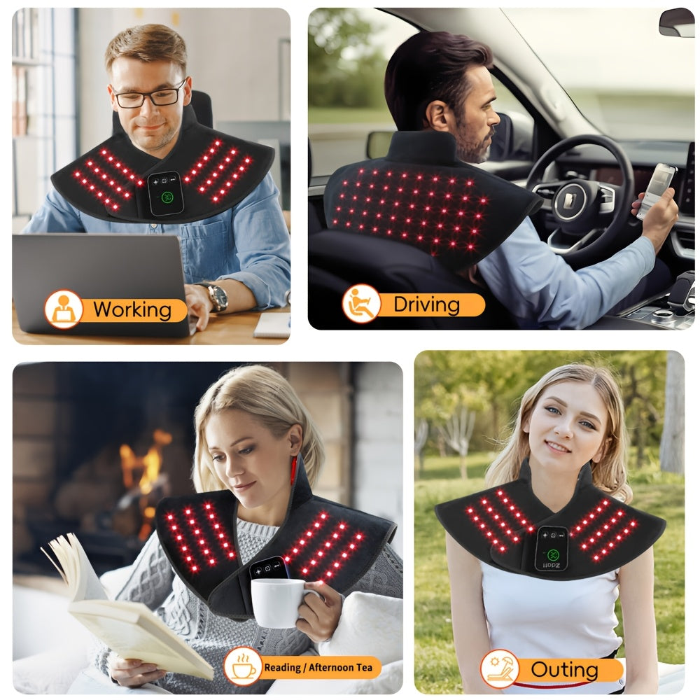 Red Light Therapy Shoulder Wrap with Dual Wavelength 660nm & 850nm Near-Infrared – 116 LED Wearable Device for Neck, Shoulder & Back Relief