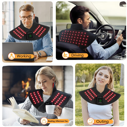 Red Light Therapy Shoulder Wrap with Dual Wavelength 660nm & 850nm Near-Infrared – 116 LED Wearable Device for Neck, Shoulder & Back Relief