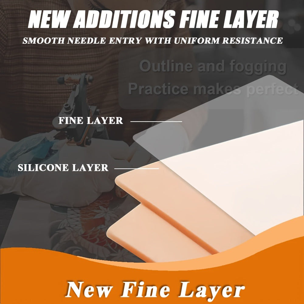 Silicone Tattoo Practice Skin 3mm Thick Double-Sided Fake Skin for Beginners & Professional Artists – Line Work Shading Outlining Eyebrow