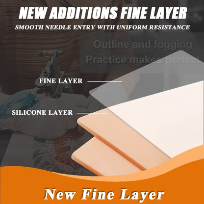 Silicone Tattoo Practice Skin 3mm Thick Double-Sided Fake Skin for Beginners & Professional Artists – Line Work Shading Outlining Eyebrow