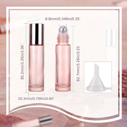 Essential Oil Roller Bottles 14 Pack 10ml – Refillable Glass Roll-On Perfume Containers with Stainless Steel Roller Balls, Opener & Funnel