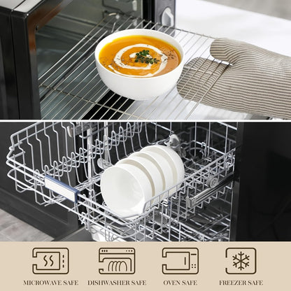 Ceramic Bowls Set 22oz White Porcelain – Dishwasher & Soup Bowls for Kitchen, Cereal, Ramen, Oatmeal