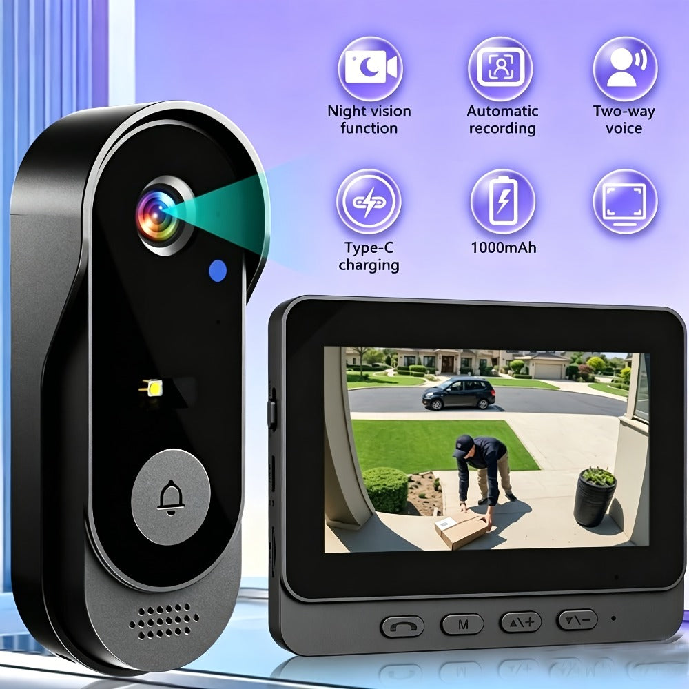 Video Doorbell with Indoor Monitor, Two-Way Communication, Night View and Wall-Mount Hardware in One Selection