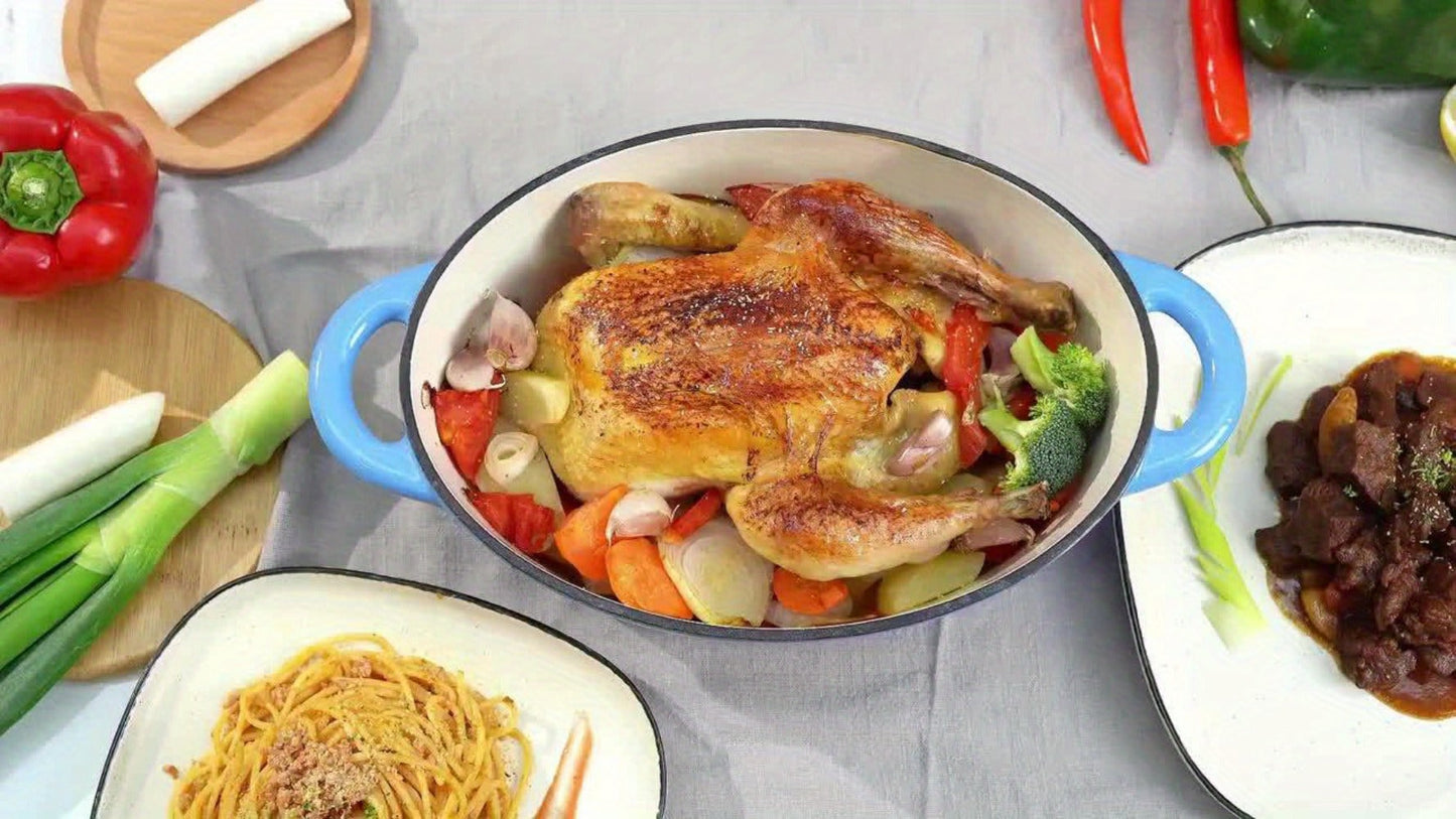 3QT Enameled Cast Iron Dutch Oven with Dual Handles, Fitted Lid and Three Color or Style Options