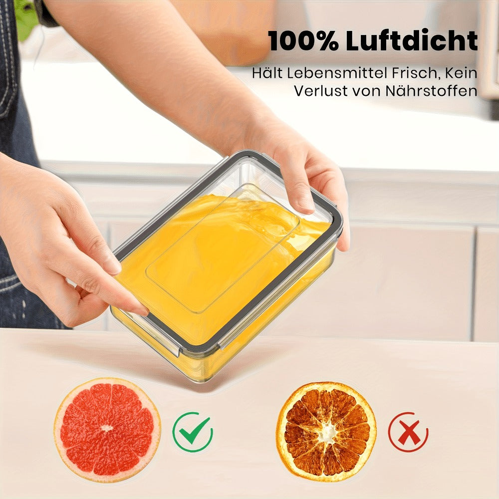 Meal Prep Box Food Storage Organizer with Stackable Lidded Plastic Sets in Three Piece Counts