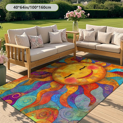 Outdoor Mat Fleece Printed Pattern Soft Non-Slip Rug Machine Washable for Living Room Bedroom Yard RV Camping Picnic Indoor Outdoor