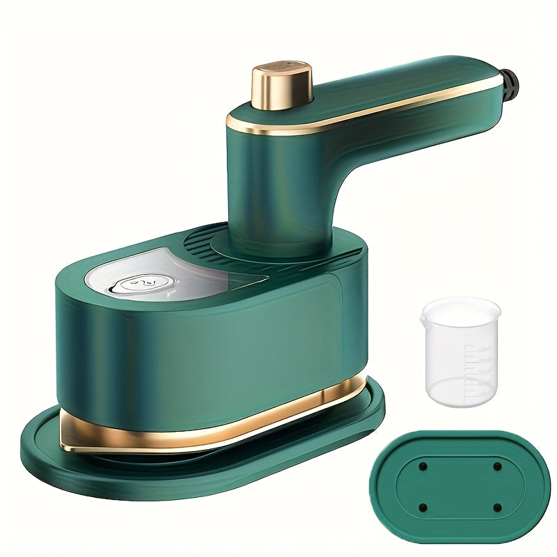 Foldable 3-in-1 Mini Garment Steamer and Iron with 40W Label, Matching Base and Filling Cup