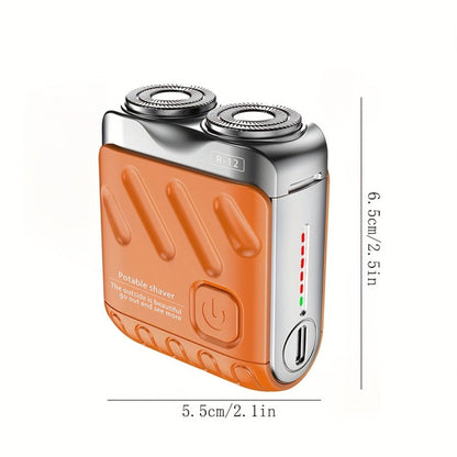 Mini Double-Head Electric Shaver with Travel Case in White, Orange or Black and 2.5-Inch Height