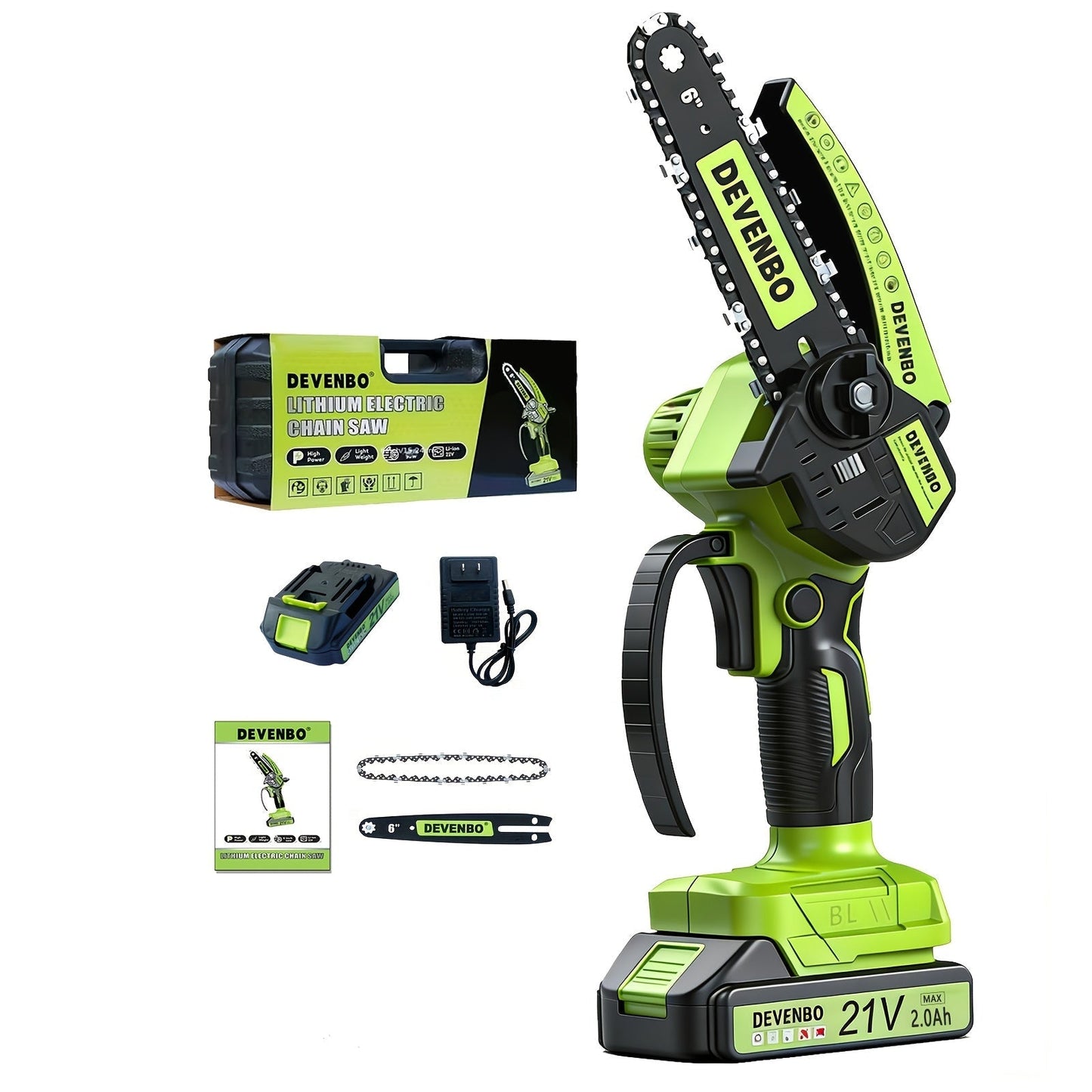 Cordless Mini Chainsaw 6-Inch, Handheld Pruning Saw with Rechargeable Battery, Adjustable Chain Tension