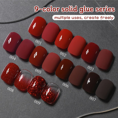 Gel Nail Polish Nine-Piece Ancola Red Solid Gel Set for Gradient and Ombre Nail Art in One Grid Case