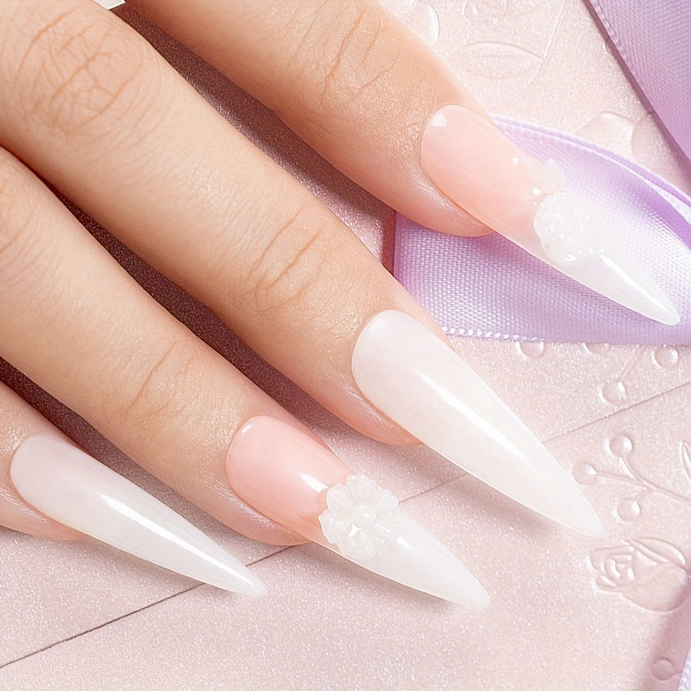 Builder Gel Nail Extension Starter Kit 5pcs Clear Nude Solid – Hard Gel Sculpting Set with Flower Molds & Sculpting Brush for 3D Floral Nail
