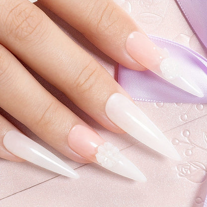 Builder Gel Nail Extension Starter Kit 5pcs Clear Nude Solid – Hard Gel Sculpting Set with Flower Molds & Sculpting Brush for 3D Floral Nail