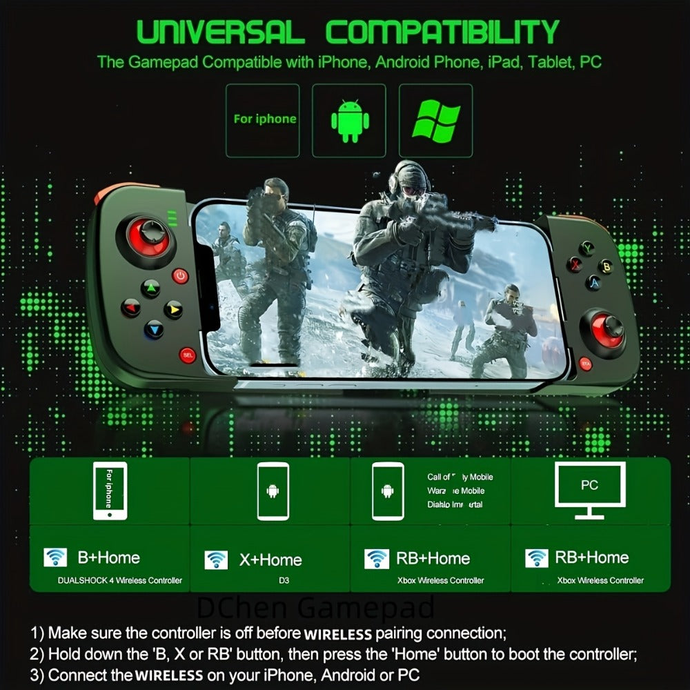 Bluetooth Wireless Gamepad Controller for iPhone Android PC Tablet Steam Deck, Rechargeable, Design