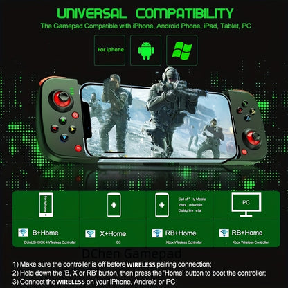 Bluetooth Wireless Gamepad Controller for iPhone Android PC Tablet Steam Deck, Rechargeable, Design