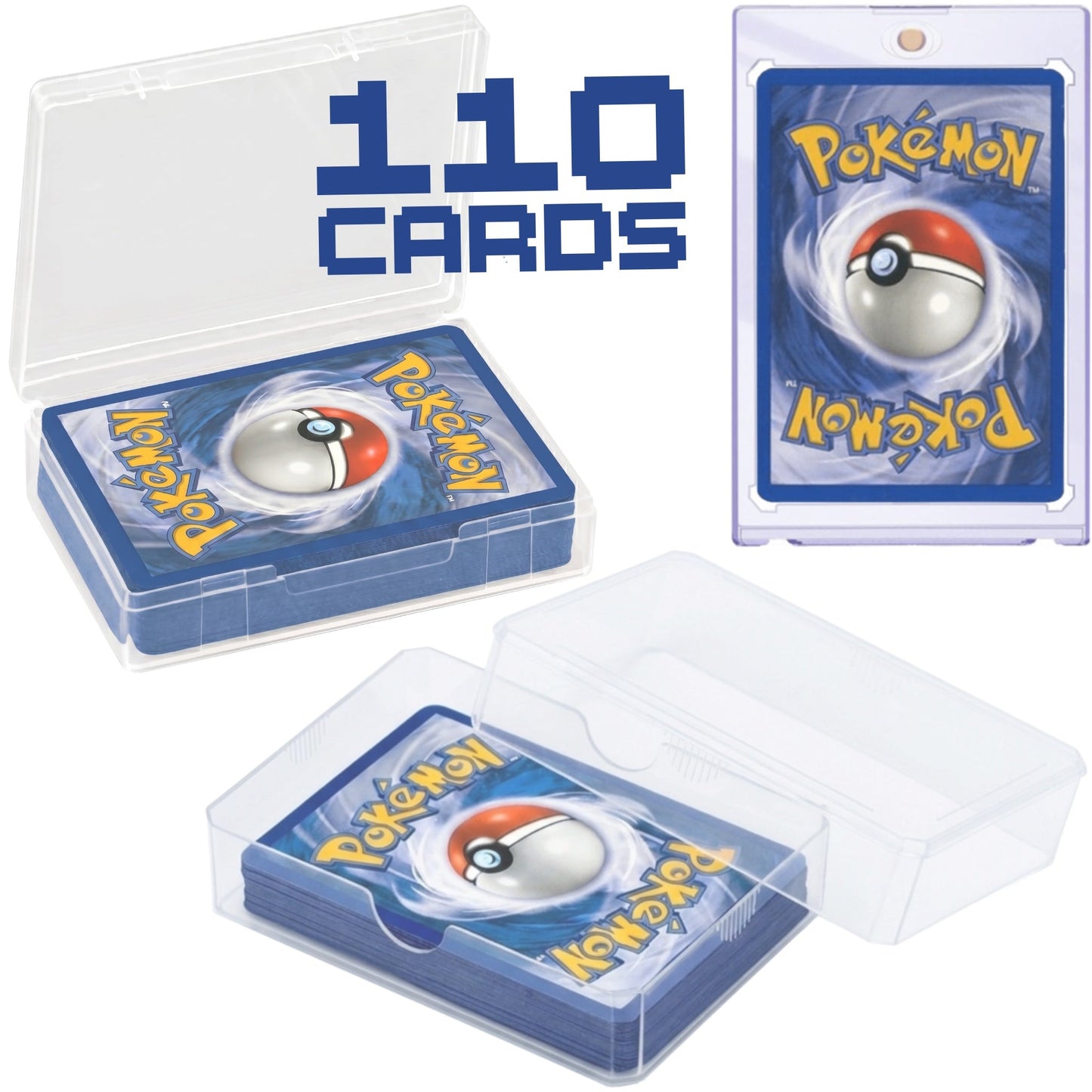 Trading Card Game 111-Card Assortment with Magnetic Display Holder and Storage Box Included