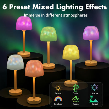 Ocean Wave LED Projector Lamp, 16 Color Rechargeable Cordless Night Light with Remote, Water Ripple Atmosphere Lamp for Bathroom Bedroom