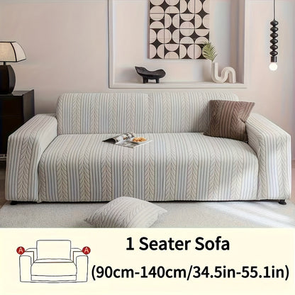 Sofa Cover Zigzag-Texture Fitted Slipcover for 1, 2, 3 or 4-Seater Sofas in Four Neutral Colors
