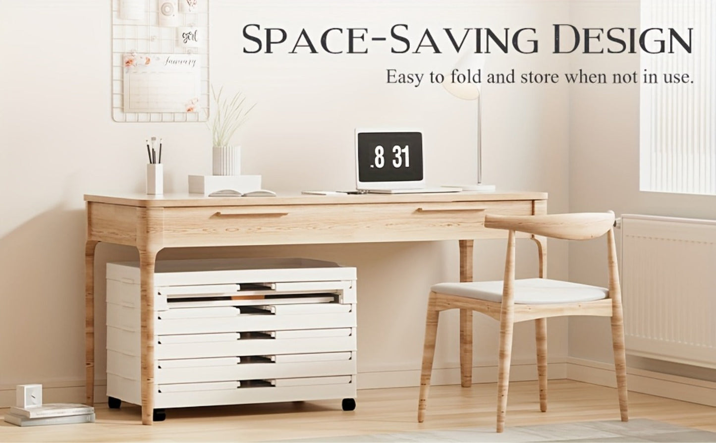 Folding Wardrobe Storage Cabinet on Wheels with Magnetic Door, Hanging Rod & Shelves – 25.6" Wide Portable Closet Organizer