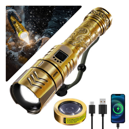 Tactical LED Flashlight 5000mAh Rechargeable Zoomable with Ignition Lens for Entryways, Bedrooms and Living Spaces