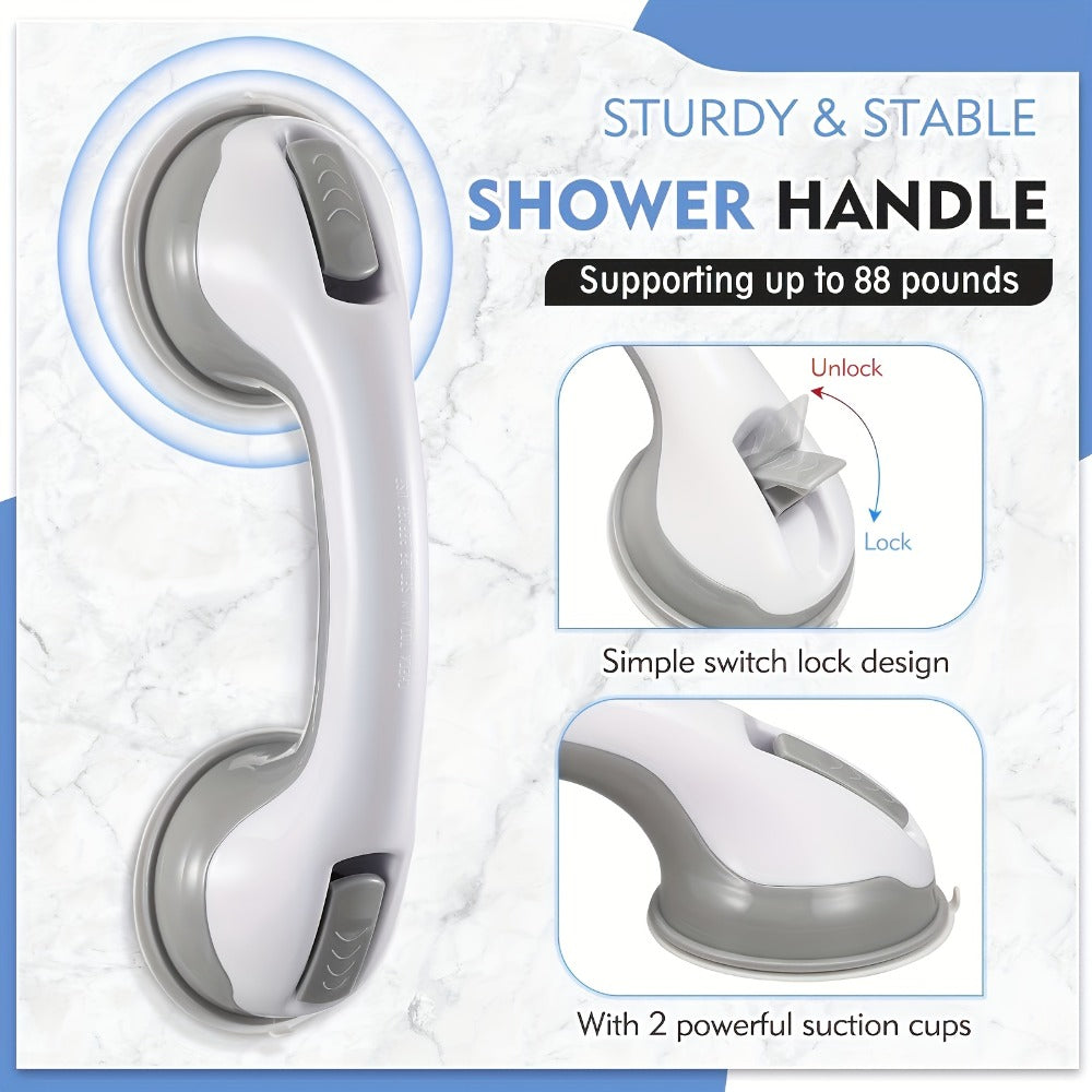 Grab Bars for Bathroom 2pcs Suction Cup No Drill Shower Handle for Elderly Adjustable Height for Entryways, Bedrooms and Living Spaces