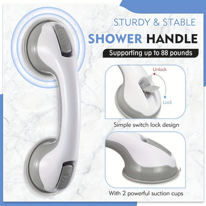 Grab Bars for Bathroom 2pcs Suction Cup No Drill Shower Handle for Elderly Adjustable Height for Entryways, Bedrooms and Living Spaces