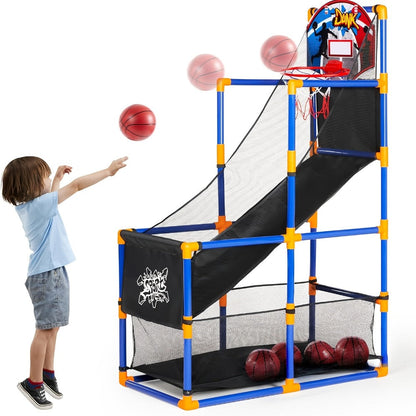 Kids Adjustable Basketball Hoop Set Arcade-Style Stand 4 Balls Air Pump with the Listed Color, Size or Set Options for Everyday Use