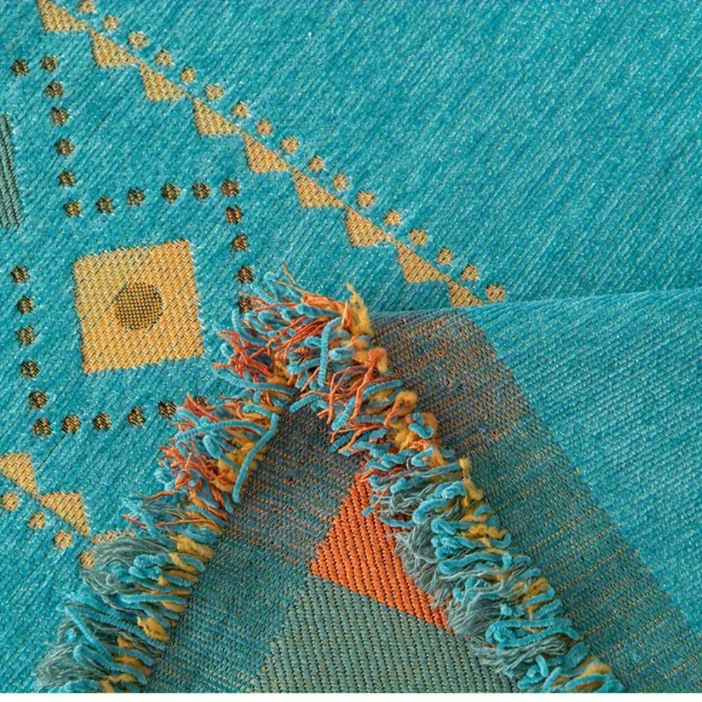 Sofa Cover Bohemian Embroidered Chenille Knit Throw with No Padding in Four Sizes and Five Colors