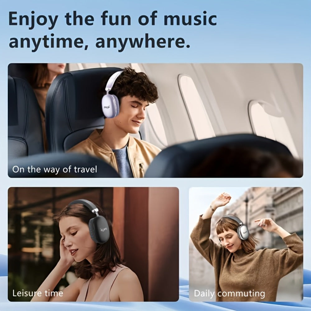 WH35MAX Noise Cancelling Wireless Headset HiFi Deep Bass Built-in HD Mic Comfortable for Bedside Audio, Alarms and Room Entertainment