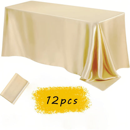 Tablecloth Satin Rectangle Cover 12-Piece Set in 57 x 102-Inch Size and Fourteen Colors for Events
