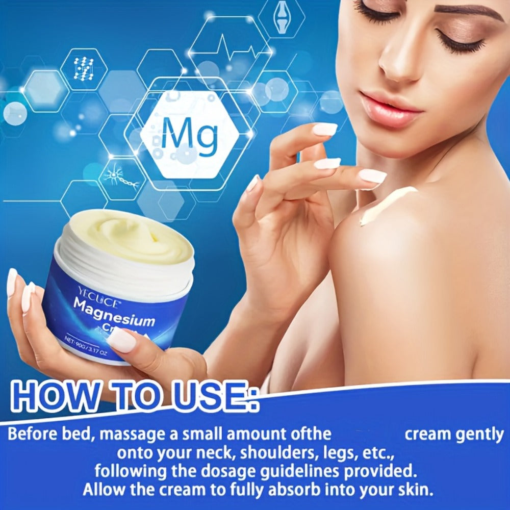 Magnesium Sleeping Cream 2-Pack 180g Each – Pure Magnesium Chloride Overnight Body Moisturizer, Alcohol-Free Dry Skin Relief Cream for Women