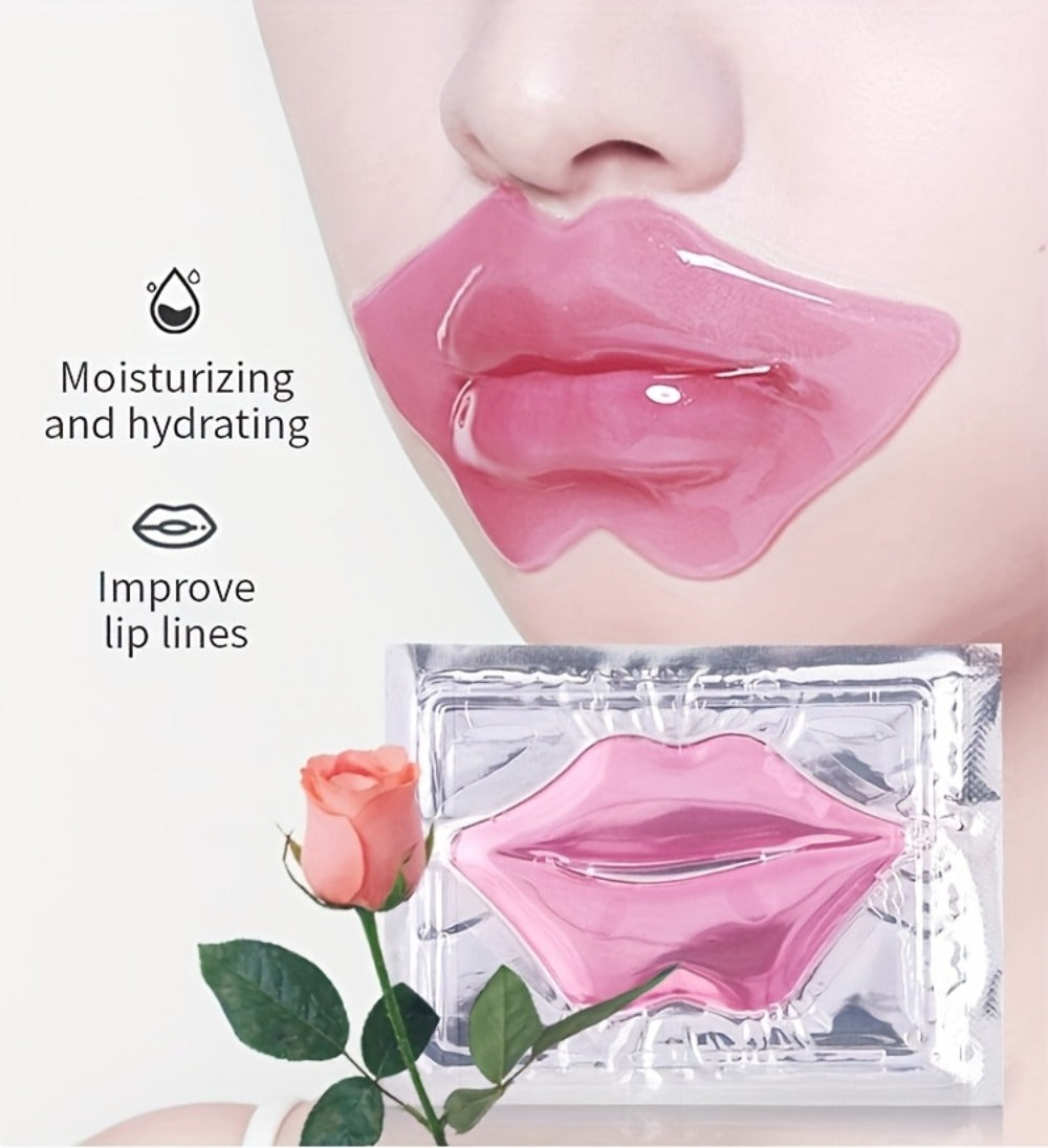 Fifteen Individually Wrapped Pink Lip-Shaped Gel Patches in Clear Rectangular Sachets with 15-Piece Count
