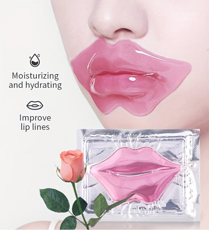 Fifteen Individually Wrapped Pink Lip-Shaped Gel Patches in Clear Rectangular Sachets with 15-Piece Count