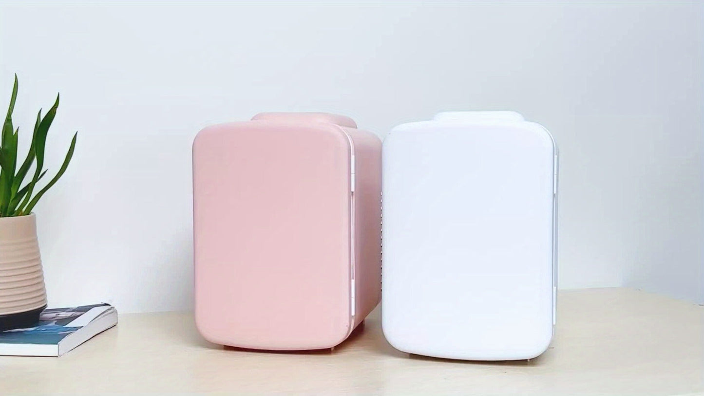 4-Liter Portable Mini Cooler and Warmer with Decorative Stickers, Carry Handle, Shelf and Black, Pink or Red Options