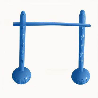 Blue Inflatable Limbo Game with Two Weighted-Base Uprights and Horizontal Bar for Outdoor Parties