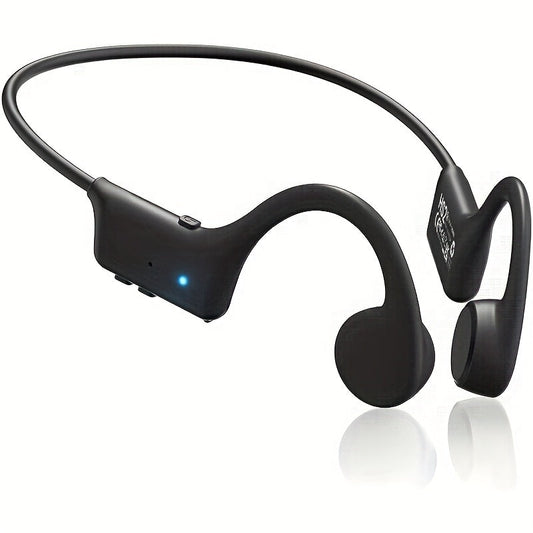Black Open-Ear Wireless Sports Headset with Behind-the-Neck Band and Single Checkout Option
