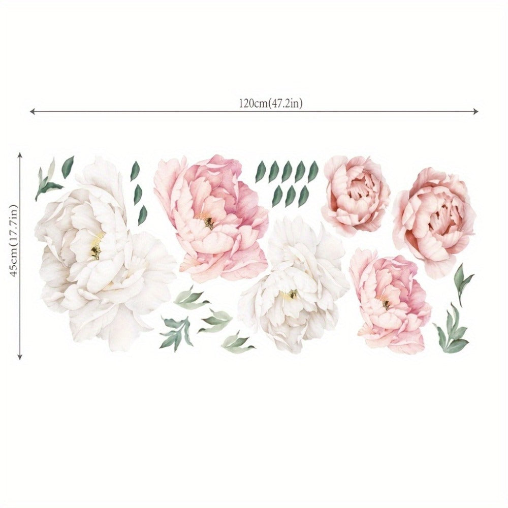 Peony Flower Window Glass Sticker – Anti-Collision Waterproof Decorative Glass Film, European Floral Wall & Window Decal for Home Decor