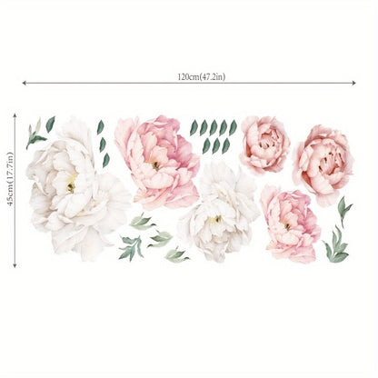 Peony Flower Window Glass Sticker – Anti-Collision Waterproof Decorative Glass Film, European Floral Wall & Window Decal for Home Decor