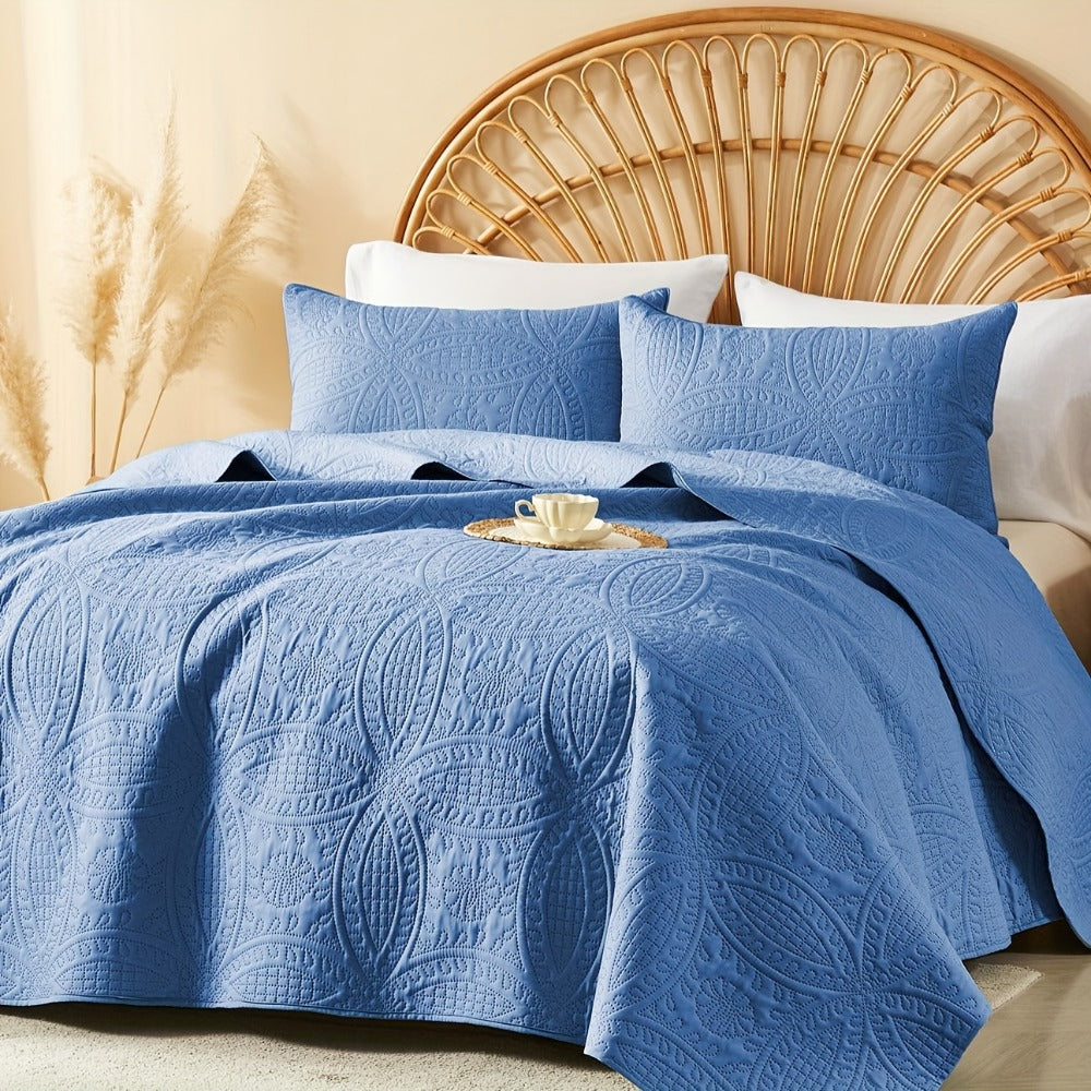 Quilt Set 2-3pcs – Lightweight Microfiber Bedspread Coin Pattern Coverlet All Seasons Twin Full Queen King Cal King