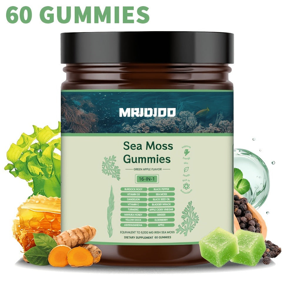 Sea Moss Gummies with Turmeric, Ashwagandha & Black Seed Oil, Immune Support for Bath Time, Home Spa and Personal Care