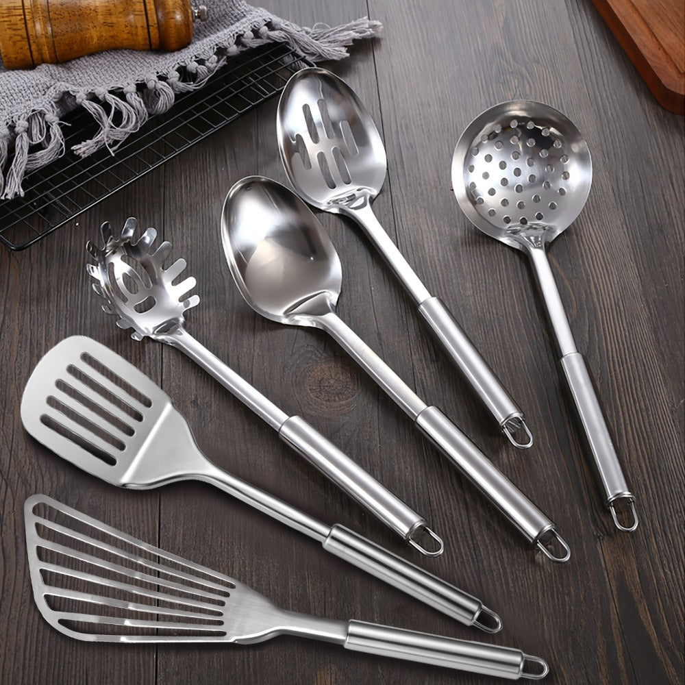 Kitchen Utensils 12-Piece Stainless Steel Set with Countertop Holder and Eleven Cooking Tools