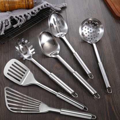 Kitchen Utensils 12-Piece Stainless Steel Set with Countertop Holder and Eleven Cooking Tools