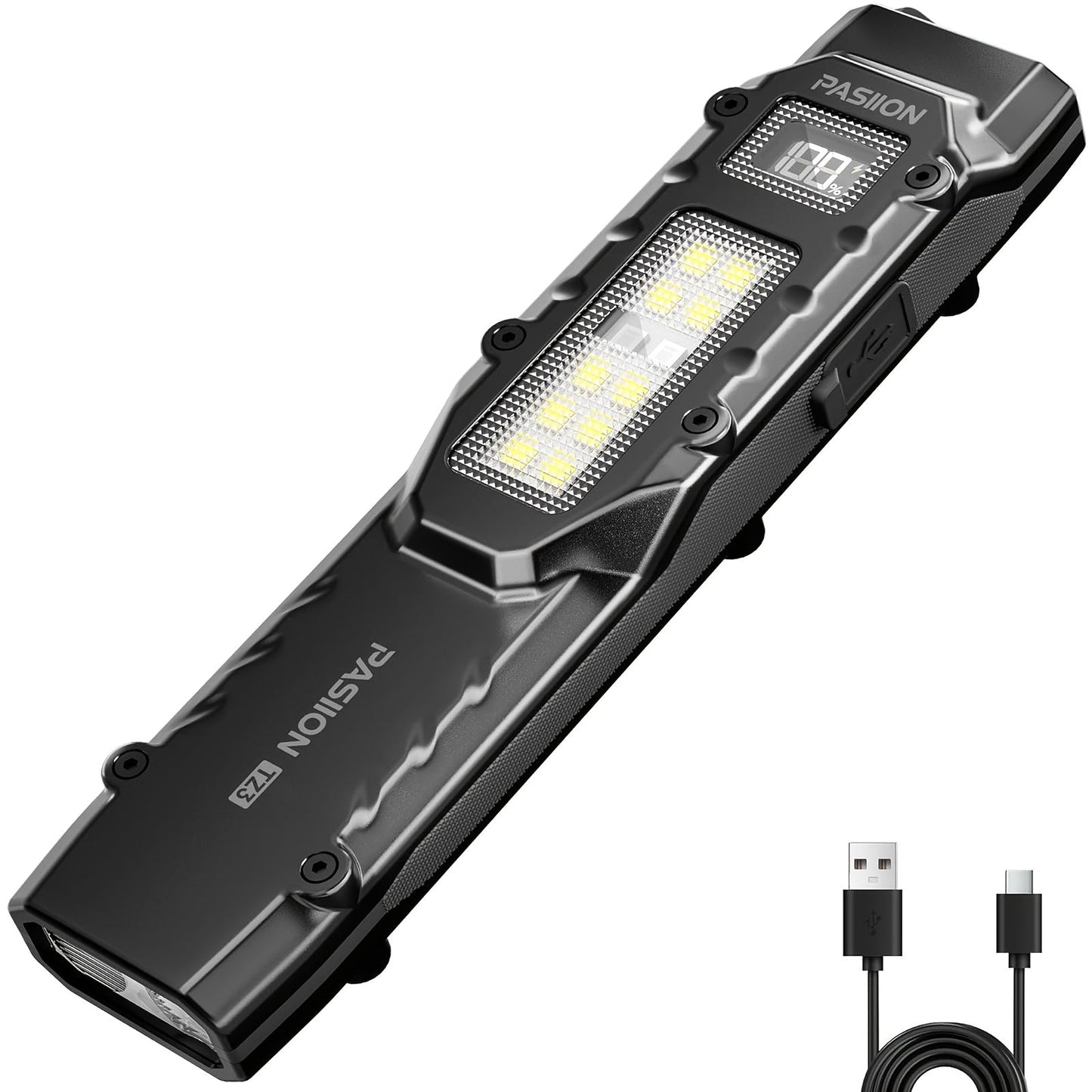EDC Tactical Flashlight 1500 Lumen USB Rechargeable, Flat Slim Pocket Flashlight High CRI 5 Modes Red Warning Light