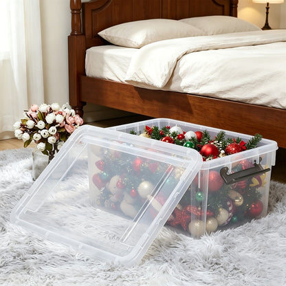 Plastic Storage Bins with Lids 4 Pack 17 Quart Stackable Clear Storage Containers for Home Cooking, Dining and Outdoor Meals