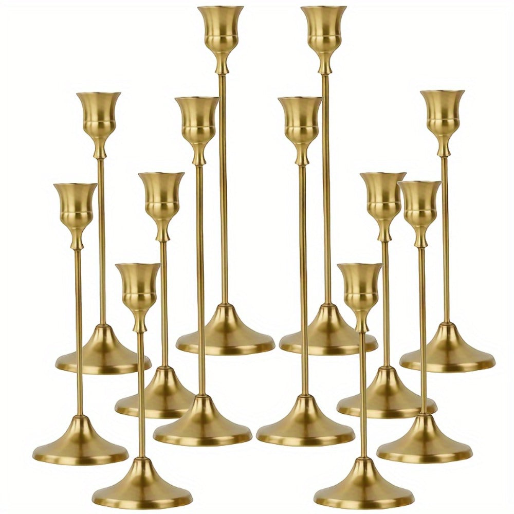 Metal Bell Candlestick Holders Set, Vintage Copper & Black Taper Candle Holders for Wedding Centerpieces