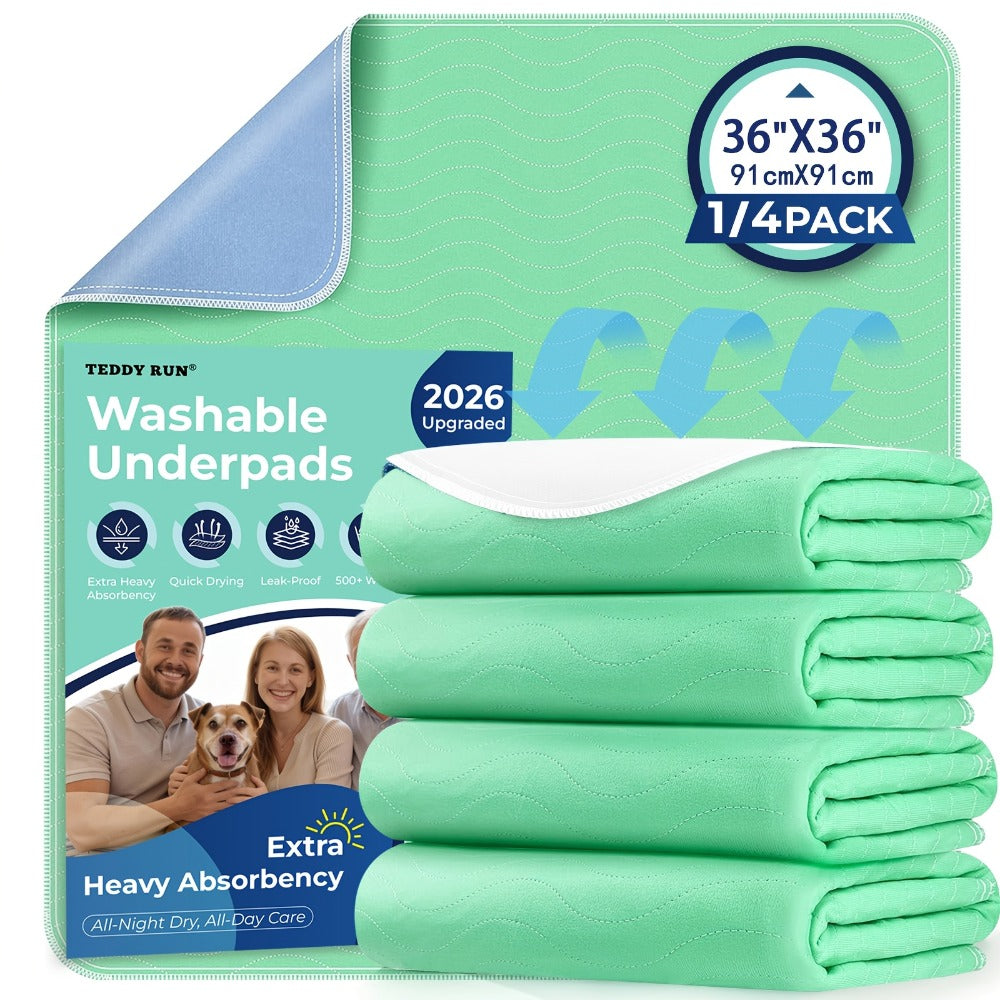 Reusable Underpads 36x36 Inch Extra Heavy Absorbency Bed Pads for Adults Kids and Elderly for Entryways, Bedrooms and Living Spaces