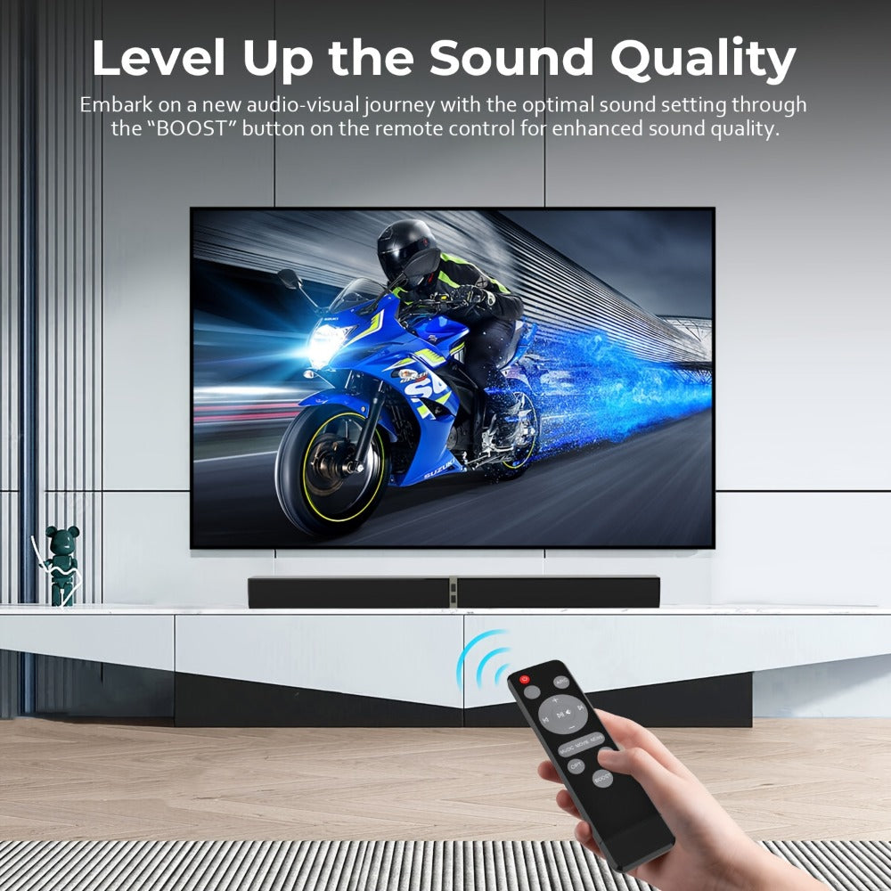 Detachable 31.5-Inch TV Soundbar with Remote, ARC, Optical and AUX Connections and Subwoofer Options