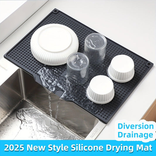 XL Kitchen Countertop Drying Mat 17.72x12.2 Inch Heat Resistant 446°F Anti-Slip Splash-Proof Drain Pad