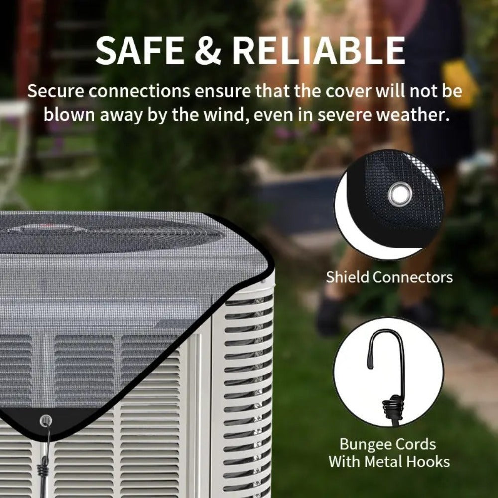 Outdoor Air Conditioner Cover 26"x26", Universal PVC Mesh AC Unit Protector, Prevents Leaves Debris Snow, Weatherproof Outdoor AC Cover